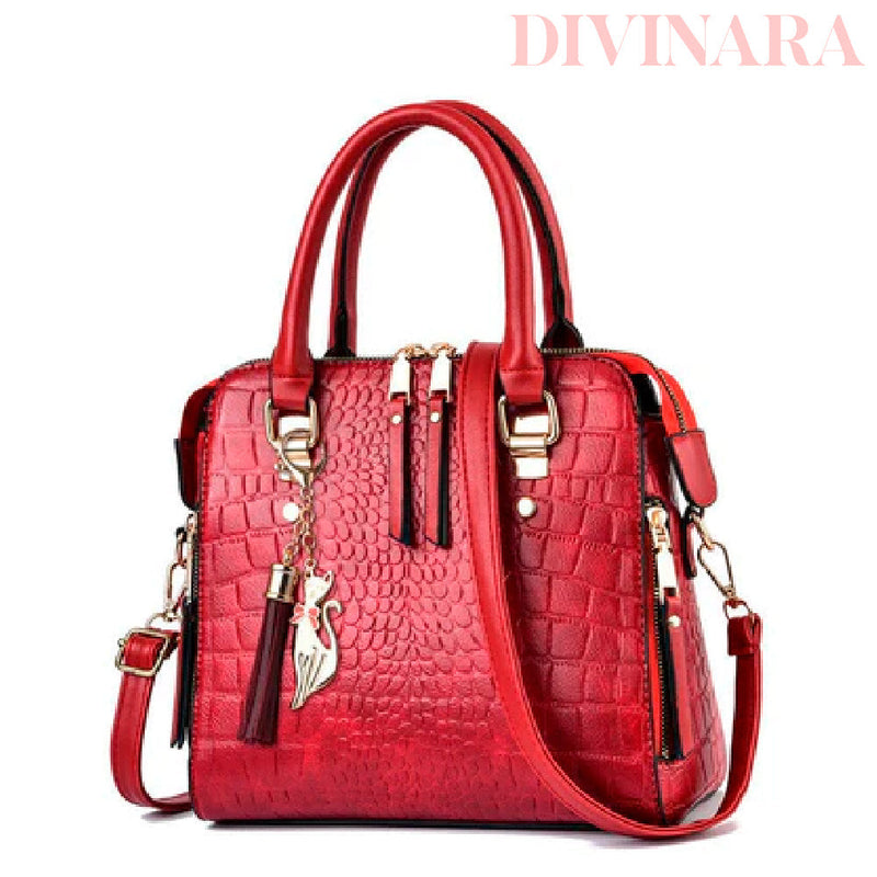 Bolsa Feminina de Couro Com Design Crocodilo