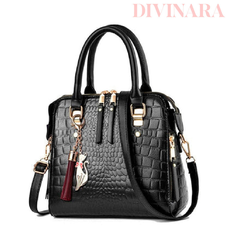 Bolsa Feminina de Couro Com Design Crocodilo