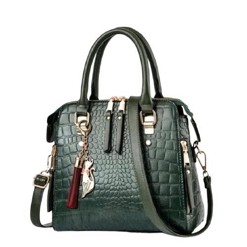 Bolsa Feminina de Couro Com Design Crocodilo